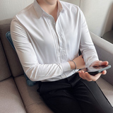 四季款男纯色长袖衬衫英伦时尚轻奢品质衬衣修身款个性款BF09，男装衬衫，星座419（原A233）