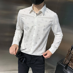 四季款男印花长袖衬衫社会风个性衬衣修身款衬衣常年做 H724图片