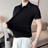 英伦风~春夏男士纯色翻领T恤夏季短袖潮男高弹POLO衫Y004-P55，男装Polo衫，星座419（原A233）