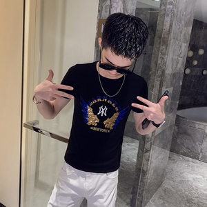 夏季新款社会小伙T恤男短袖ins网红短袖半袖上衣AB35-P35控价55图片