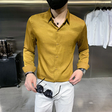 四季款男长袖衬衫社会风多色衬衣修身款纯色衬常年款BF26，男装衬衫，星座419（原A233）