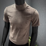 春夏新款男士半高领打底衫~短袖加绒T恤~纯色打底419-T2601-P45，男装T恤，星座419（原A233）