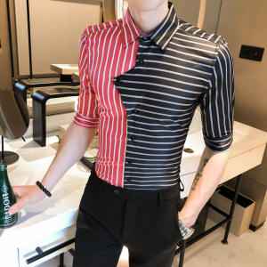 2021春夏男衬衫中袖个性衬衣青年商务衬衫潮流花衬衫时尚D821-P55图片