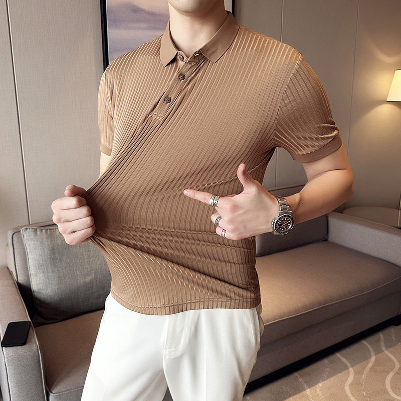 英伦风~春夏男士翻领T恤夏季短袖潮男高弹POLO衫Y003--P55控75,男装Polo衫,星座419（原A233）