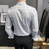 2021春装男衬衫长袖条纹衬衫男青年潮流花衬衫时尚A068-H888特，男装衬衫，星座419（原A233）