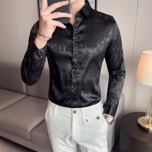 四季款男印花长袖衬衫时尚轻奢品质衬衣修身款常年不断货BF05图片