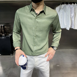 四季款男长袖衬衫社会风多色衬衣修身款纯色衬常年款BF26，男装衬衫，星座419（原A233）