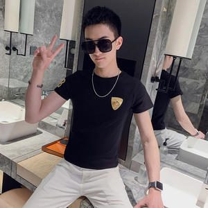 夏季新款社会小伙T恤男短袖ins网红短袖半袖上衣AB34-P35控价55图片