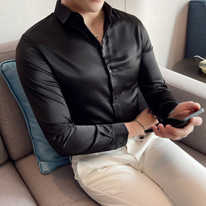 四季款男纯色长袖衬衫英伦风个性衬衣品质款上衣潮BF32图片