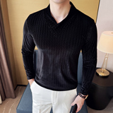 男士秋冬V领长袖打底衫男个性款小波点打底T恤419-DX004-P45，男装T恤，星座419（原A233）