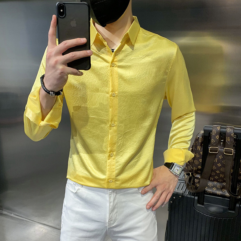 四季款男长袖衬衫社会风纯色衬衣轻熟印花上衣常年款BF32,男装衬衫,星座419（原A233）