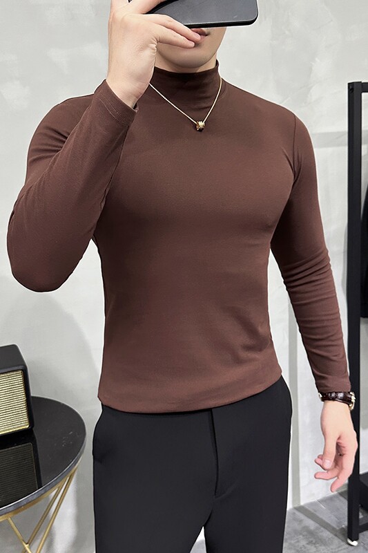 秋冬男士半高领长袖打底衫男百搭长袖保暖T恤纯色A233-XS65-P39,男装T恤,星座419（原A233）