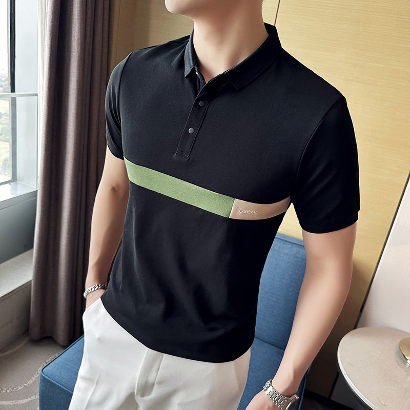 英伦风~春夏男士撞色翻领T恤夏季短袖潮男休闲POLO衫C60036-P65,男装Polo衫,星座419（原A233）