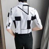 2021春夏男衬衫中袖条纹衬衣青年商务衬衫印花衬衫时尚H713，男装衬衫，星座419（原A233）