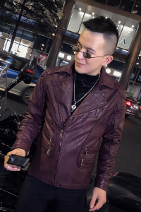 网红外套男秋冬皮衣夹克男上衣韩版短款加棉皮衣A068-QK902-P165图片