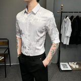 2021春夏男衬衫中袖印花衬衣青年商务衬衫潮流花衬衫时尚BF95，男装衬衫，星座419（原A233）