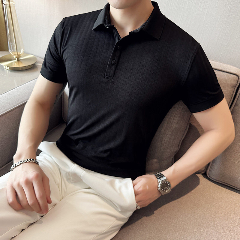 英伦风~春夏男士纯色翻领T恤夏季短袖潮男高弹POLO衫Y004-P55,男装Polo衫,星座419（原A233）