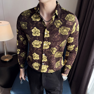 男士四季款潮流衬衫~长袖个性花衬衫时尚花衬衫~419-DC2233-P59图片