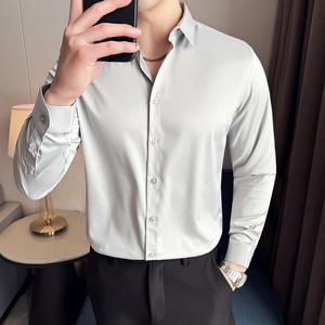 四季款男英伦衬衫长袖修身纯色衬衣男青年商务衬衫A233-M2027-P55图片