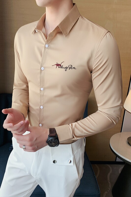 夏季新款男纯色长袖衬衫四季款衬衣韩版修身个性衬A233-BF64-P60,男装衬衫,星座419（原A233）