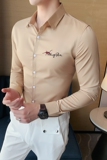 夏季新款男纯色长袖衬衫四季款衬衣韩版修身个性衬A233-BF64-P60，男装衬衫，星座419（原A233）