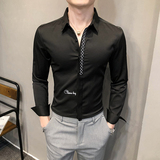 2021春装男衬衫长袖绣花衬衫男青年潮流花衬衫时尚A068-H697，男装衬衫，星座419（原A233）