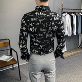 2021春装男衬衫长袖烫金衬衫男青年潮流花衬衫时尚A068-H702，男装衬衫，星座419（原A233）