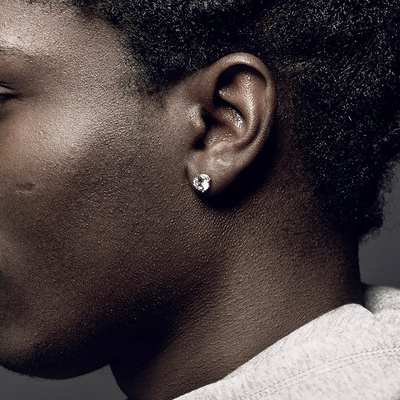 纯银嘻哈风情侣钻石耳钉