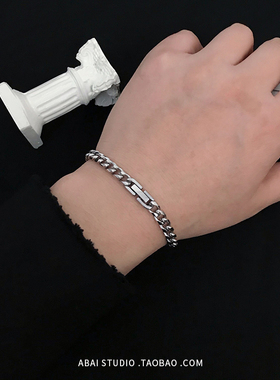 欧美嘻哈街头古巴手链男女潮ins潮流个性简约冷淡风情侣链子饰品