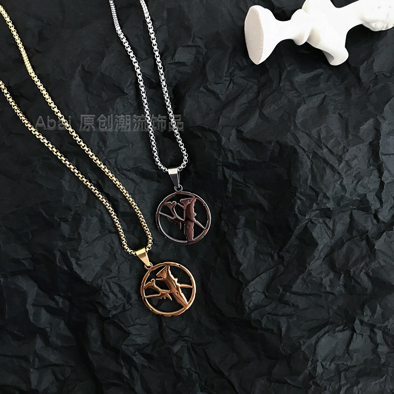 vlone藤原浩闪电联名项链男女钛钢不掉色吊坠原创嘻哈蹦迪潮情侣