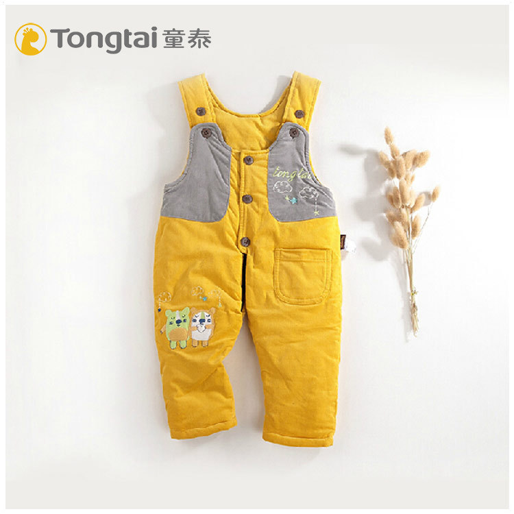 【正品清仓】童泰婴幼儿包脚棉裤背带棉裤秋冬厚保暖裤宝宝外出裤