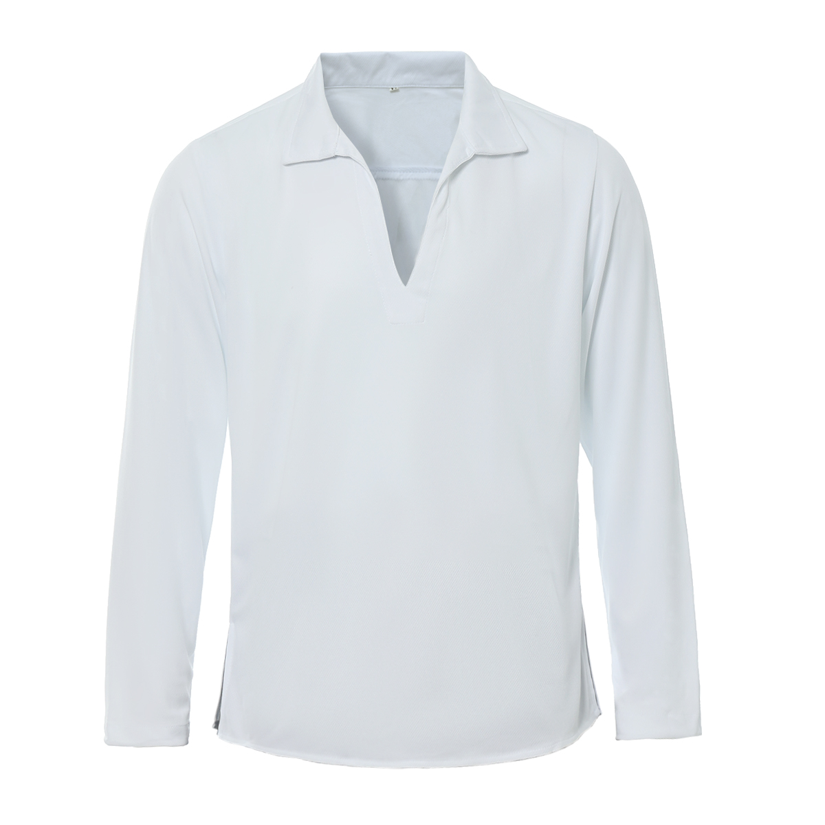 男装白色V领衬衫复古衬衫