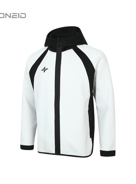 ZONEID 运动外套男针织篮球训练健身防风保暖高领拉链连帽上衣