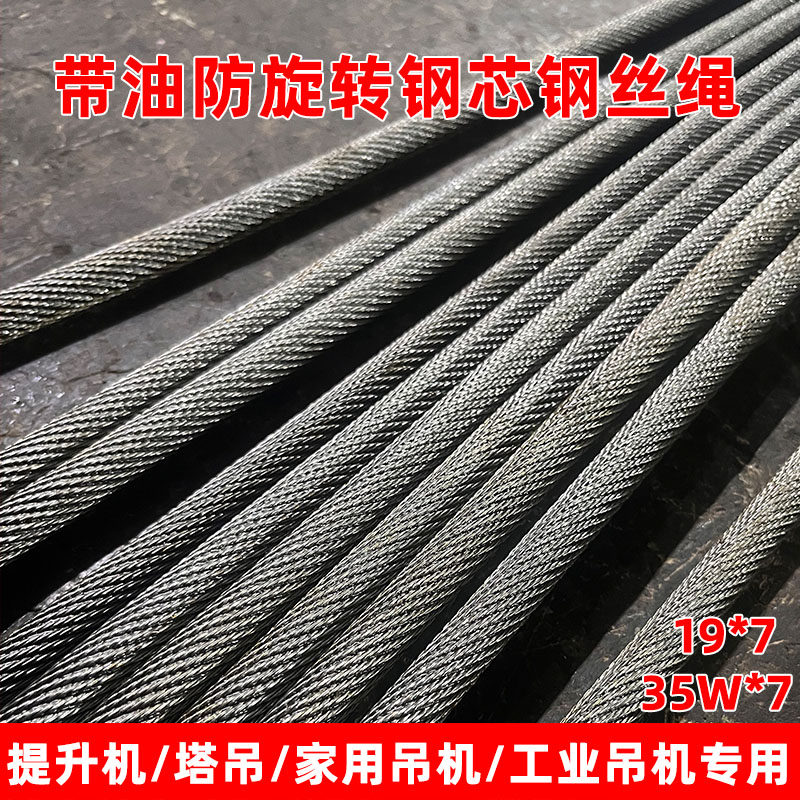 带油钢芯19*7防旋转钢丝绳家用电动葫芦车载吊机 35W*7卷扬机软绳