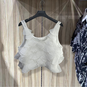 吊带背心HM&ZQRQ女装2023夏新款无袖贝壳多片装饰短款上衣1194296