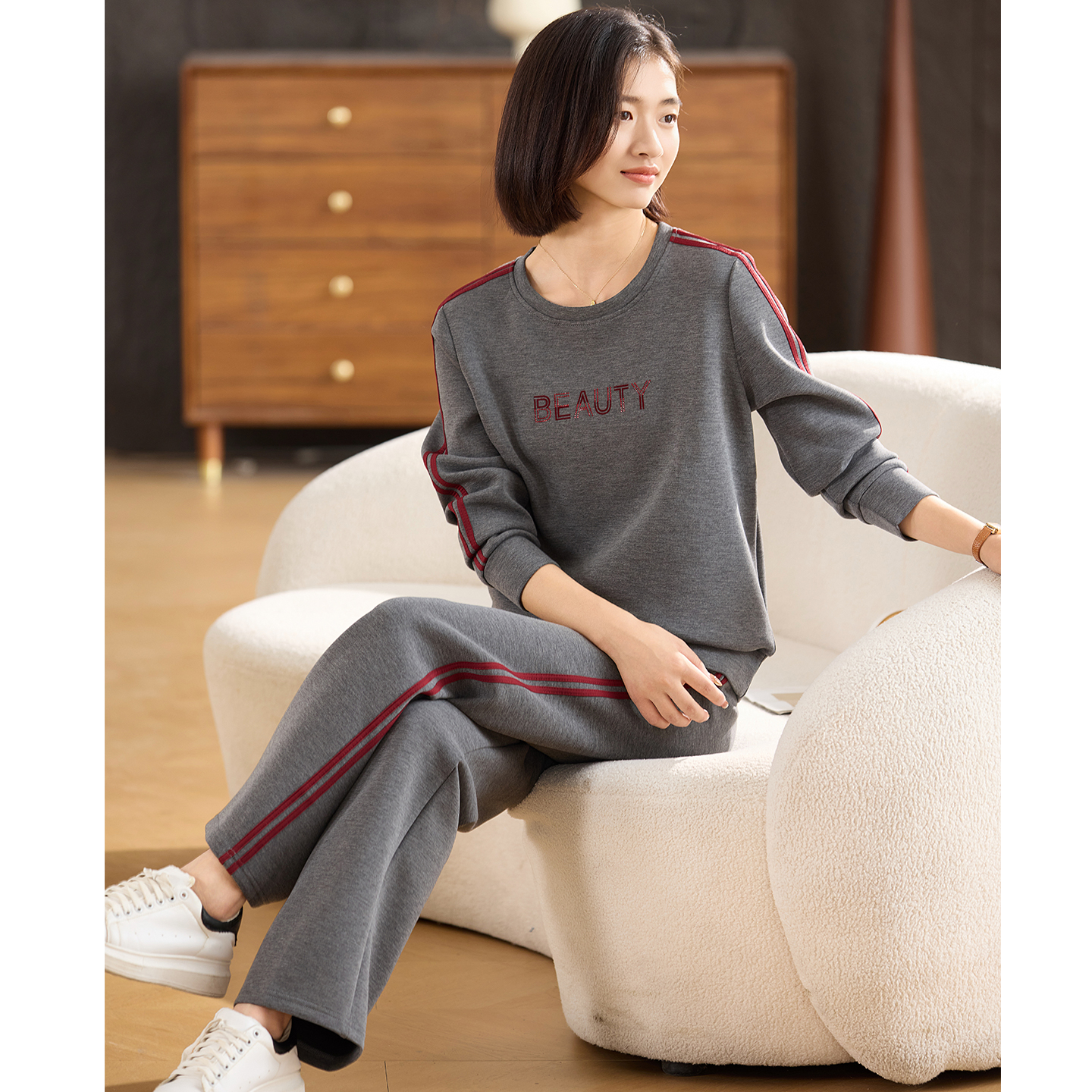 喜卉中老年女装运动服套装长袖卫衣休闲裤妈妈秋装时尚气质两件套