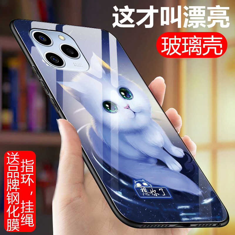 华为荣耀60SE手机壳5G玻璃硅胶GIA-AN00软边硬壳Honor60se全包防摔荣誉六十es镜面情侣tfytn40男女ry6Ose文字