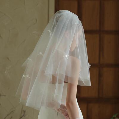 超仙蝴蝶结婚礼登记求婚新娘头纱