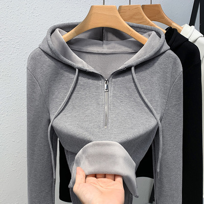 半拉链打底衫内搭上衣加绒休闲