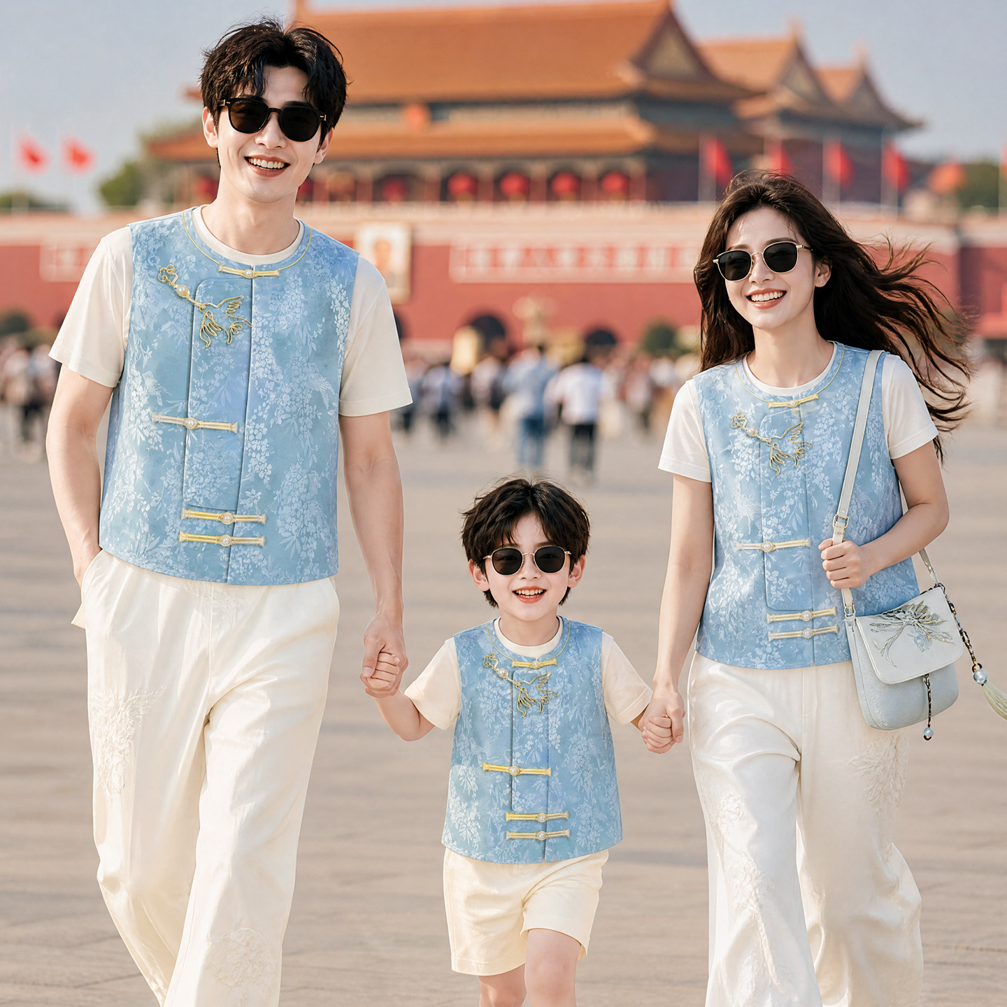 新中式唐装儿童马甲男童夏季薄款背心中国风亲子装一家三口X同款