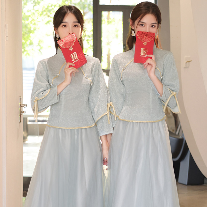 伴娘服中式姐妹团2026新款高级感中国风结婚礼服裙平时可穿小个子