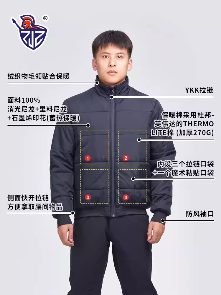 阻击者抓绒外套户外短款羽绒棉衣