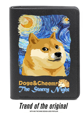 梵高星空联名Doge柴犬周边Cheems汪星人个性潮牌学生钱包卡包男生