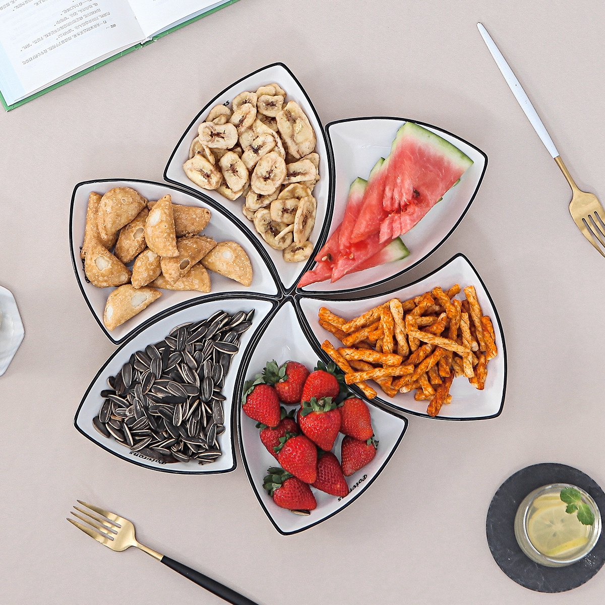 果盘水果盘零食摆放盘干果盘小食拼盘2024新款果盘高端精致高颜值