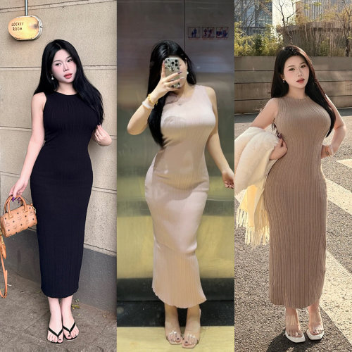 醉月衫醉月衫黑桃千金微胖mm大码女装无袖背心连衣裙收腰包臀裙