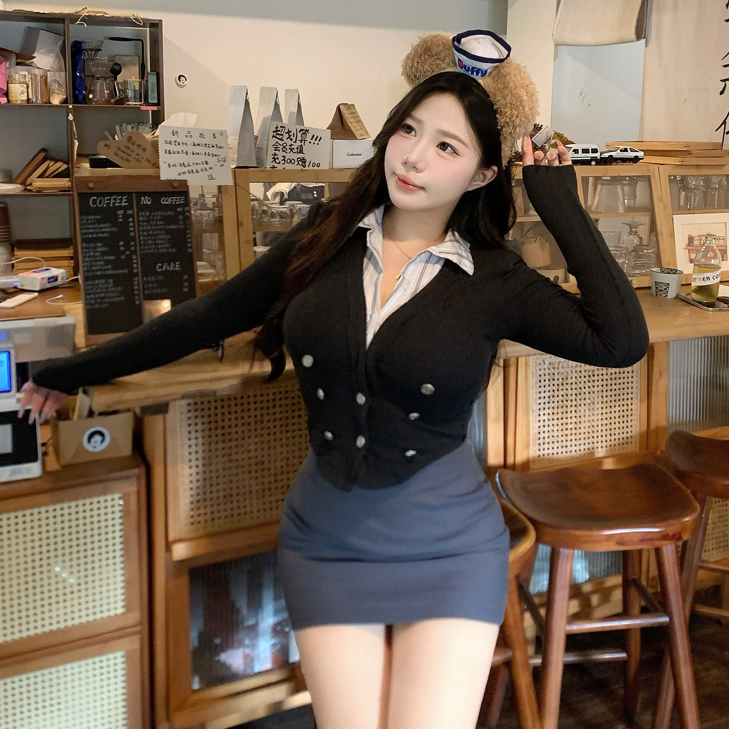 醉月衫微胖mm大码女装学院风秋季假两件针织上衣高腰包臀裙套装,女装/女士精品,时尚套装,淘宝优惠券,粉丝福利购,淘宝优惠卷