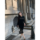 修身 微胖大码 连衣裙秋冬裙子网纱性感包臀裙女 秋信雾时 佳佳