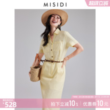 100%亚麻衬衫v领法式气质连衣裙高级感白色连身长裙2025夏季新款