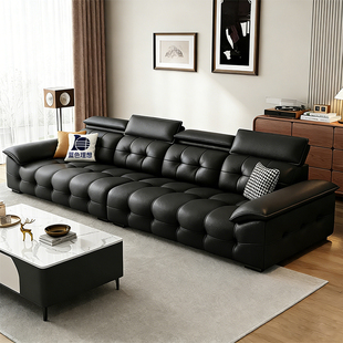 政府补贴蓝色理想意式极简沙发大户型客厅劳伦斯头层牛皮轻奢直排