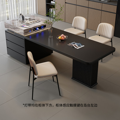 意式岩板中岛台多功能可伸缩新款